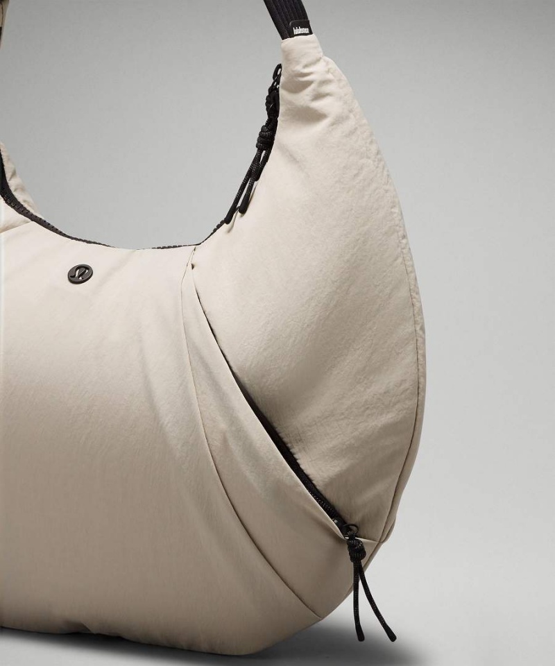 Bolsa De Hombro Lululemon Plisado Shoulder Bag 10L Mujer Beige Negras Chile | 407BWZCYA