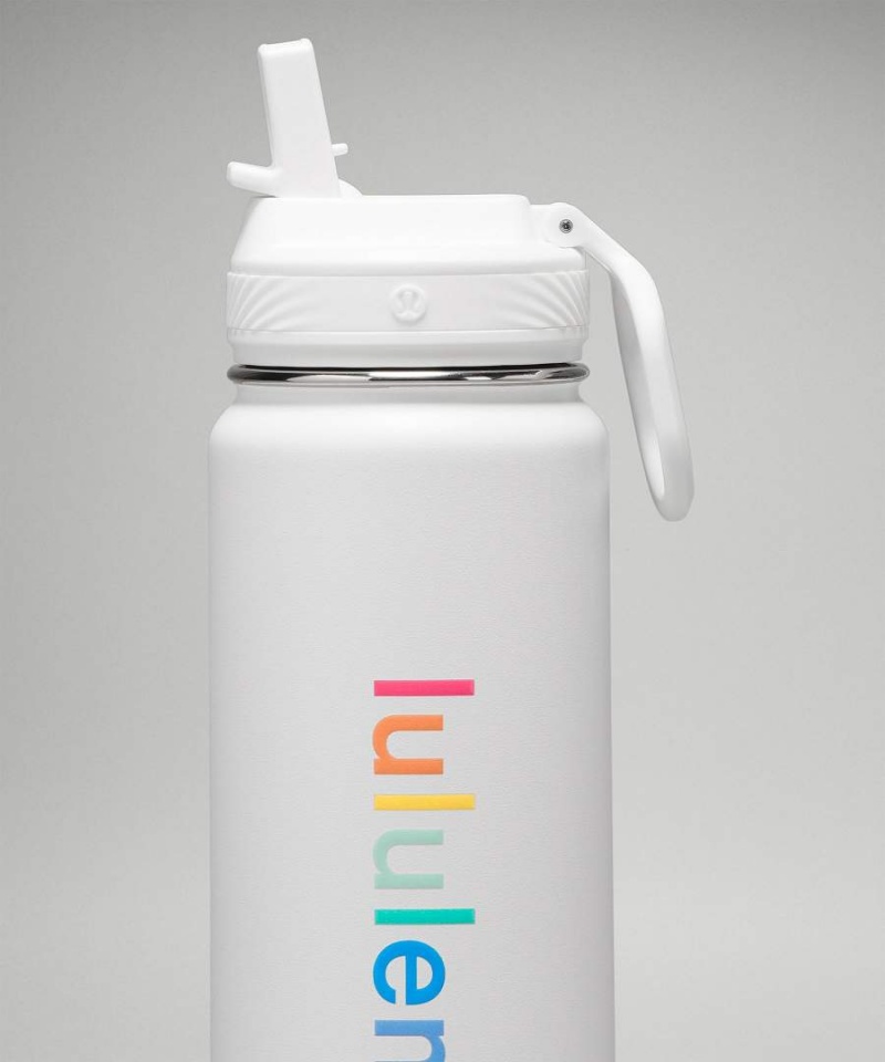 Botellas de Agua Lululemon Back to Life Deporte Bottle 24oz Straw Lid Mujer Blancas Rosas Coral Amarillo Verde Menta Turquesa Chile | 130OMIKJQ