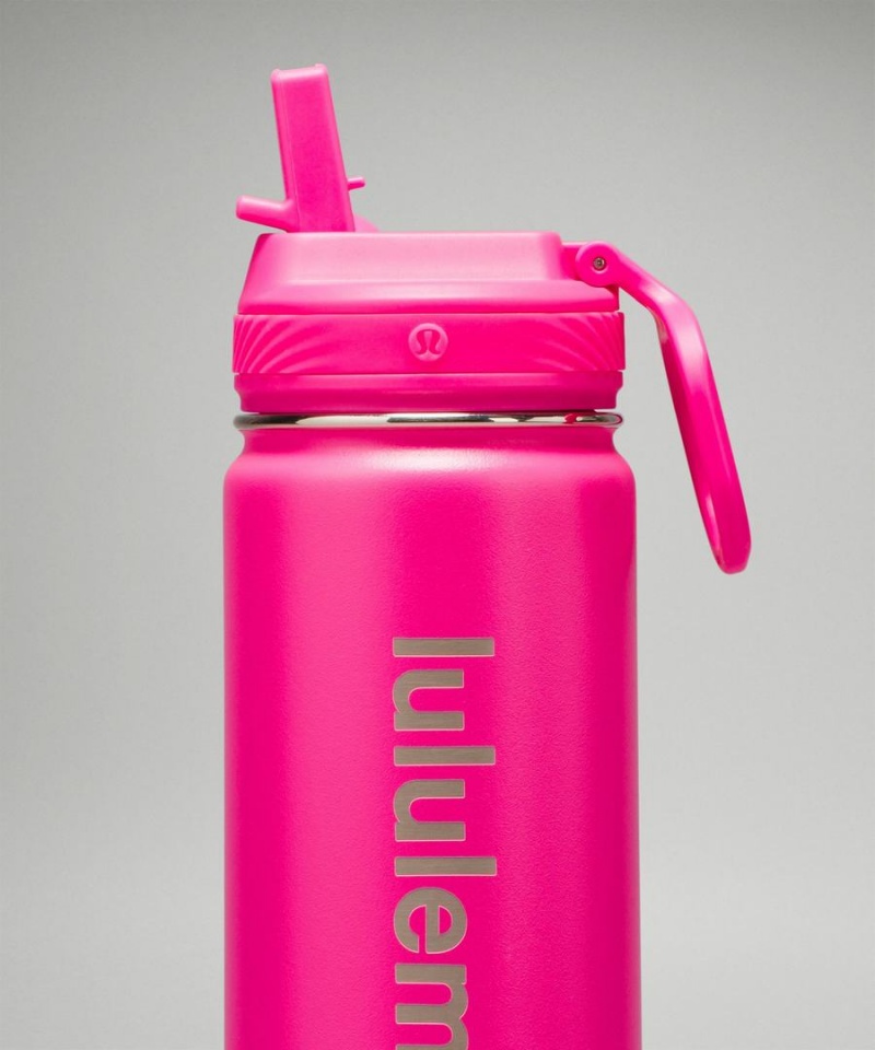 Botellas de Agua Lululemon Back to Life Deporte Bottle 18oz Straw Lid Mujer Rosas Chile | 091VCLXTA