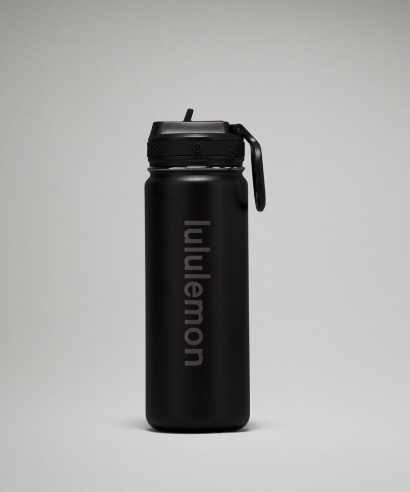 Botellas de Agua Lululemon Back to Life Deporte Bottle 18oz Straw Lid Mujer Negras Chile | 593MKVFGQ