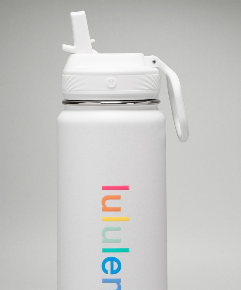 Botellas de Agua Lululemon Back to Life Deporte Bottle 24oz Straw Lid Hombre Blancas Rosas Coral Amarillo Verde Menta Turquesa Chile | 983OIRMEH