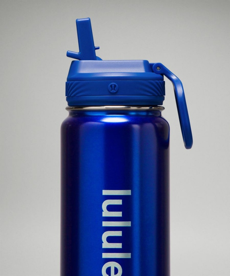Botellas de Agua Lululemon Back to Life Deporte Bottle 24oz Straw Lid Mujer Azules Chile | 703GLFQUM