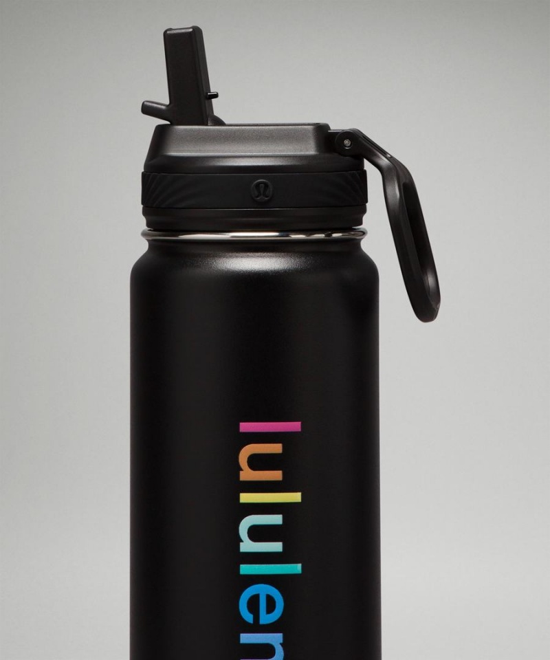 Botellas de Agua Lululemon Back to Life Deporte Bottle 24oz Straw Lid Mujer Negras Rosas Coral Amarillo Verde Menta Turquesa Chile | 258DLVINS