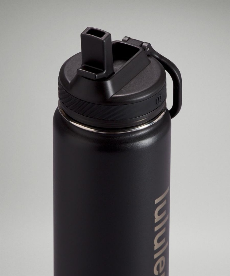 Botellas de Agua Lululemon Back to Life Deporte Bottle 24oz Straw Lid Mujer Negras Chile | 468RNBLTM