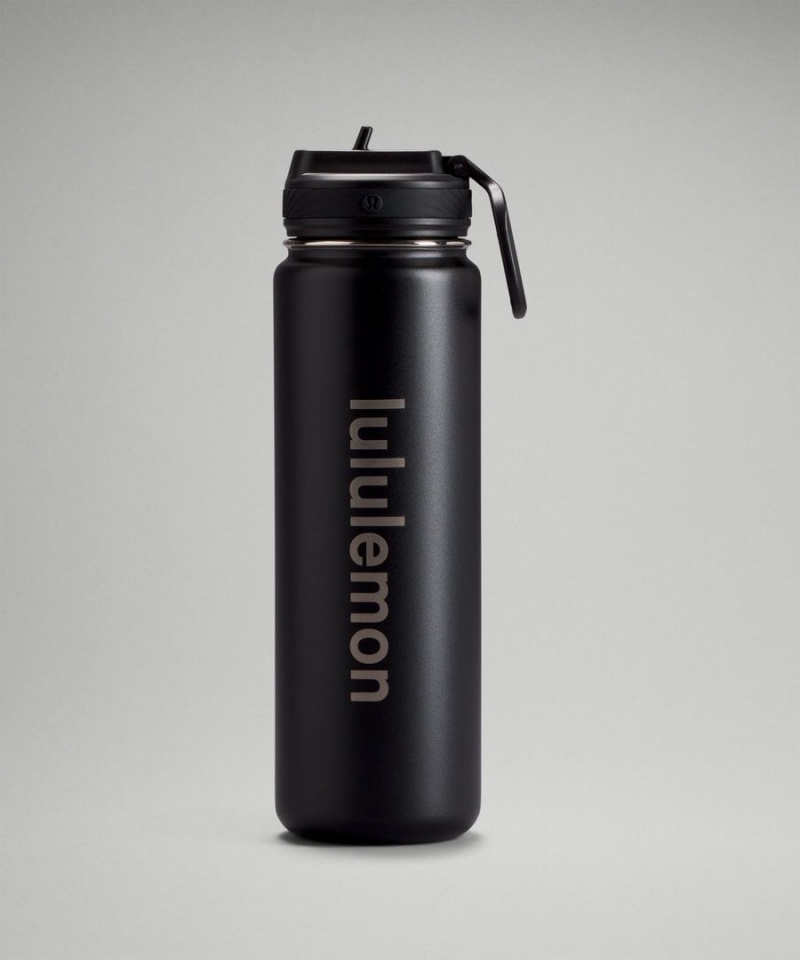 Botellas de Agua Lululemon Back to Life Deporte Bottle 24oz Straw Lid Mujer Negras Chile | 468RNBLTM