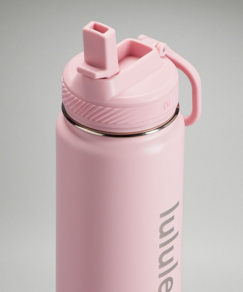 Botellas de Agua Lululemon Back to Life Deporte Bottle 24oz Straw Lid Mujer Rosas Blancas Chile | 698SDOQCG