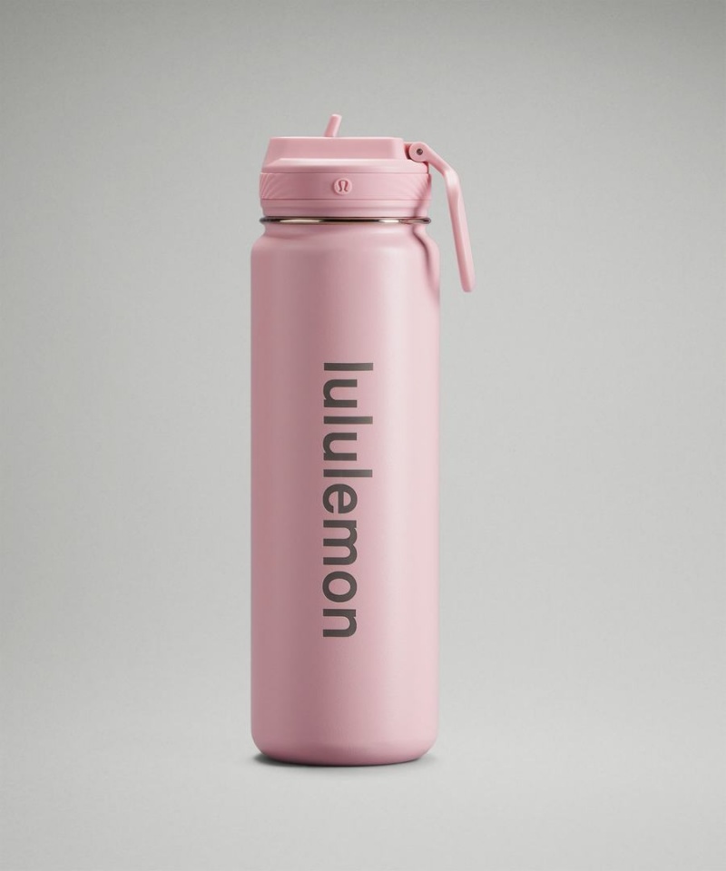 Botellas de Agua Lululemon Back to Life Deporte Bottle 24oz Straw Lid Mujer Rosas Blancas Chile | 698SDOQCG