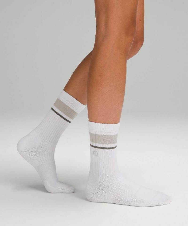 Calcetines Lululemon Daily Stride Acanalado Comodidad Crew Mujer Blancas Beige Chile | 502AVTQOY