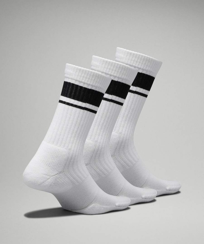 Calcetines Lululemon Daily Stride Acanalado Comodidad Crew 3 Pack Mujer Blancas Negras Chile | 579YBZLNJ