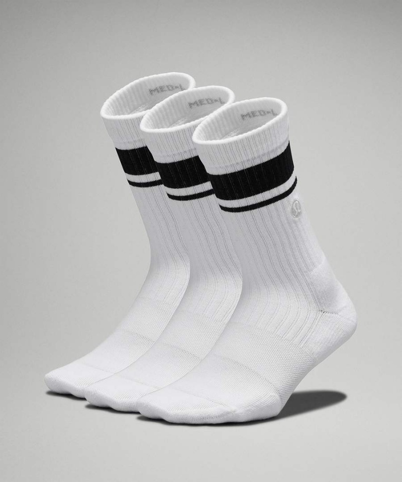 Calcetines Lululemon Daily Stride Acanalado Comodidad Crew 3 Pack Mujer Blancas Negras Chile | 579YBZLNJ