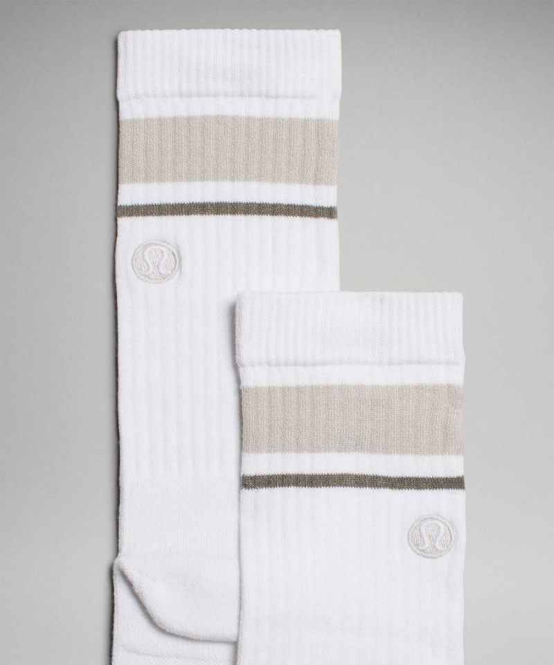 Calcetines Lululemon Daily Stride Acanalado Comodidad Crew Hombre Blancas Beige Chile | 328DKOCUY