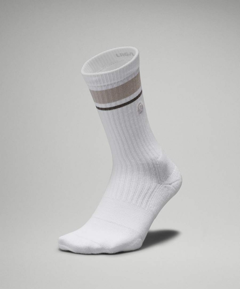 Calcetines Lululemon Daily Stride Acanalado Comodidad Crew Hombre Blancas Beige Chile | 328DKOCUY