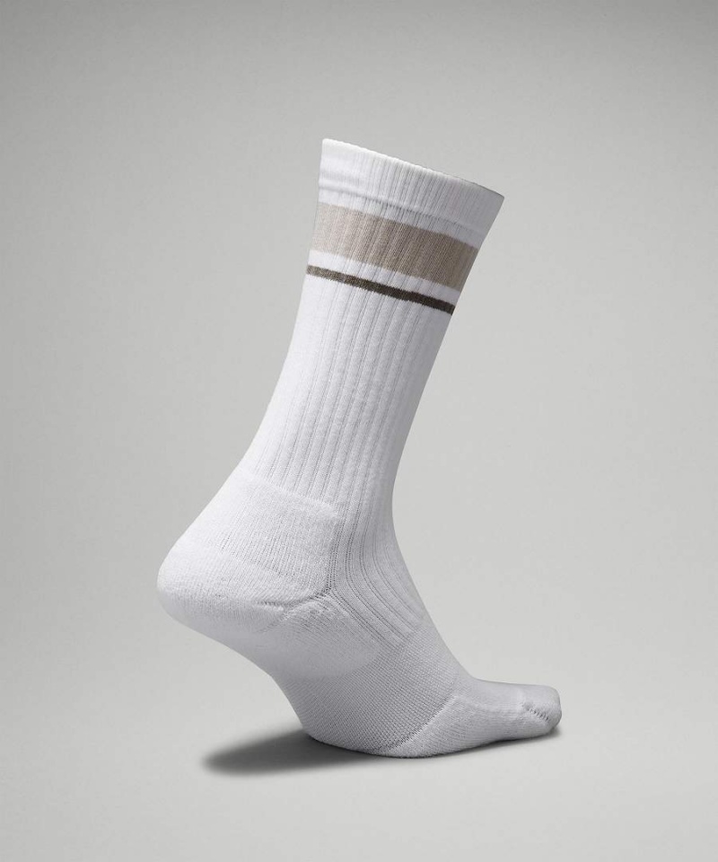 Calcetines Lululemon Daily Stride Acanalado Comodidad Crew Hombre Blancas Beige Chile | 328DKOCUY