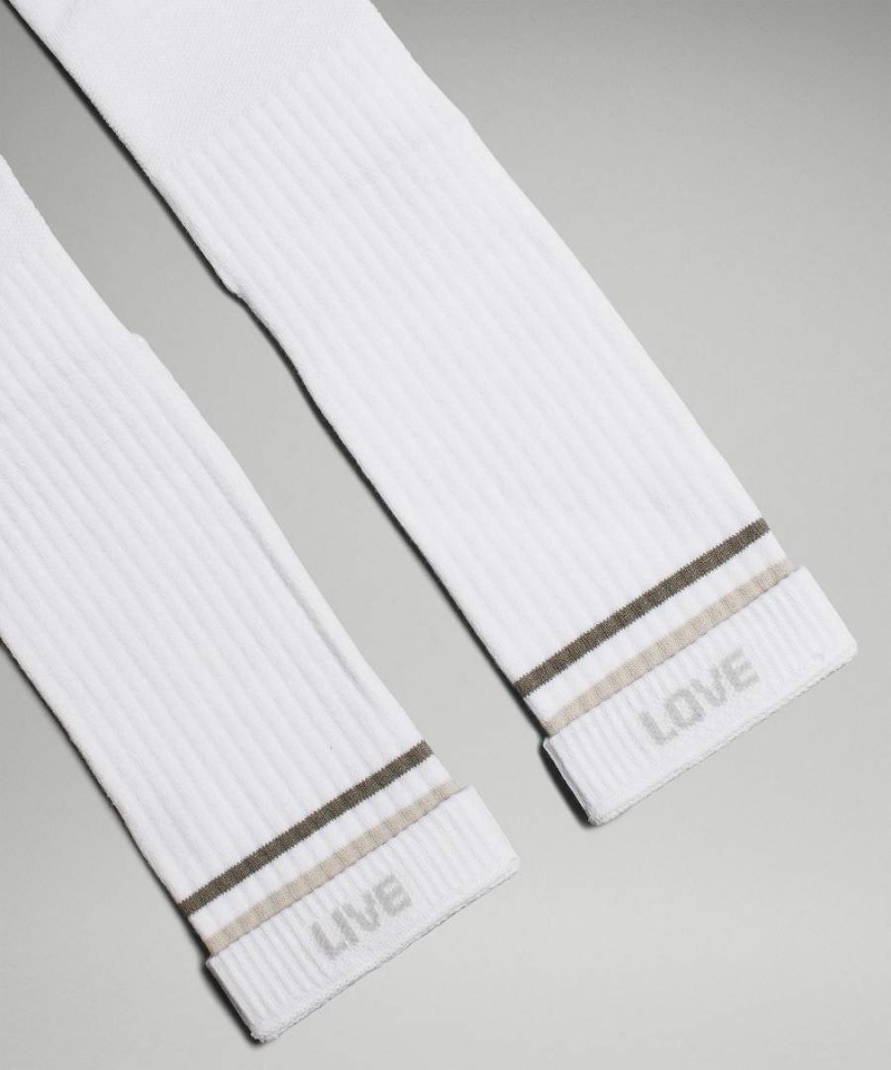 Calcetines Lululemon Daily Stride Acanalado Comodidad Crew Hombre Blancas Beige Chile | 328DKOCUY