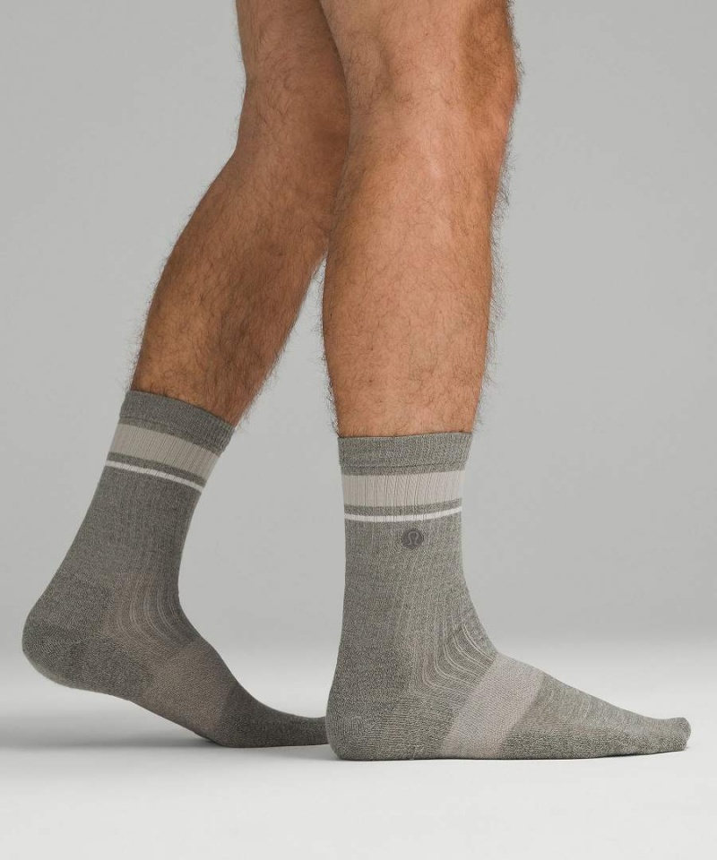 Calcetines Lululemon Daily Stride Acanalado Comodidad Crew 3 Pack Hombre Blancas Plateadas Gris Verde Oliva Chile | 381MWQUHD