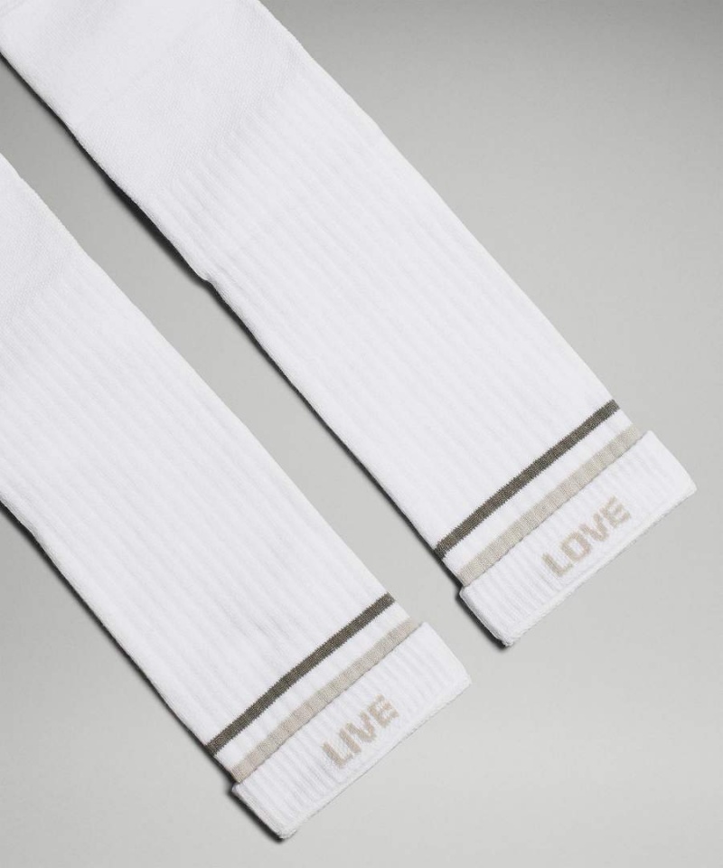 Calcetines Lululemon Daily Stride Acanalado Comodidad Crew 3 Pack Hombre Blancas Plateadas Gris Verde Oliva Chile | 381MWQUHD