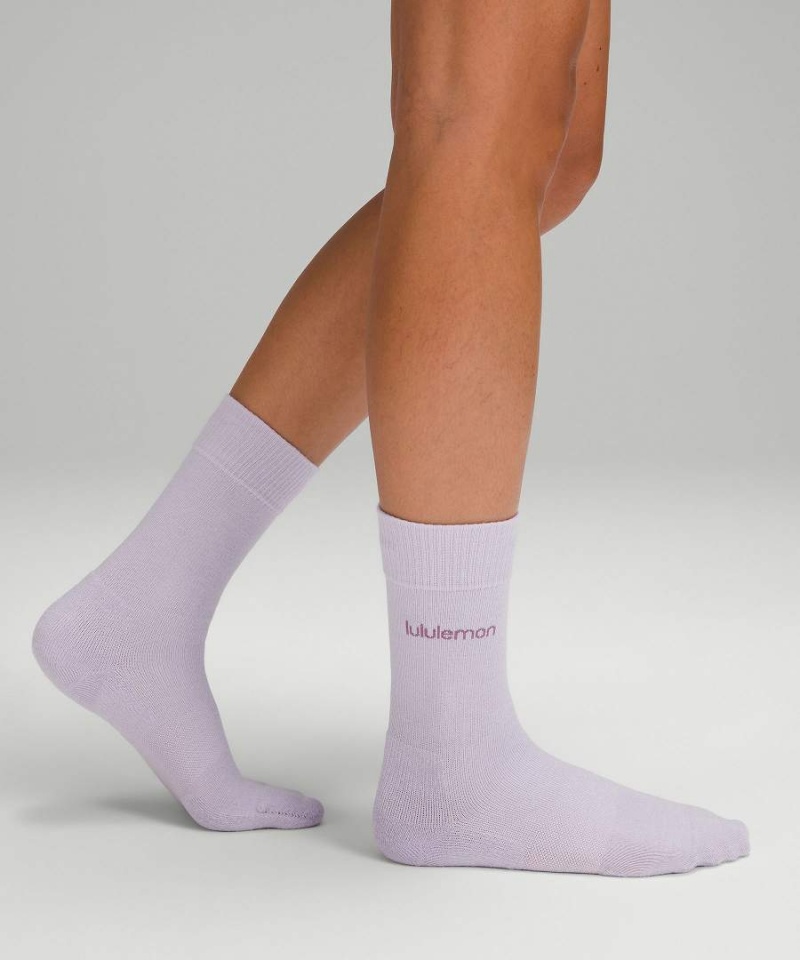 Calcetines Lululemon Daily Stride Comodidad Crew 3 Pack Mujer Blancas Moradas Moradas Chile | 095YVKBSF