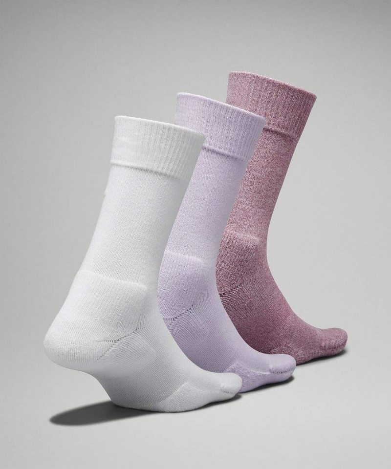 Calcetines Lululemon Daily Stride Comodidad Crew 3 Pack Mujer Blancas Moradas Moradas Chile | 095YVKBSF
