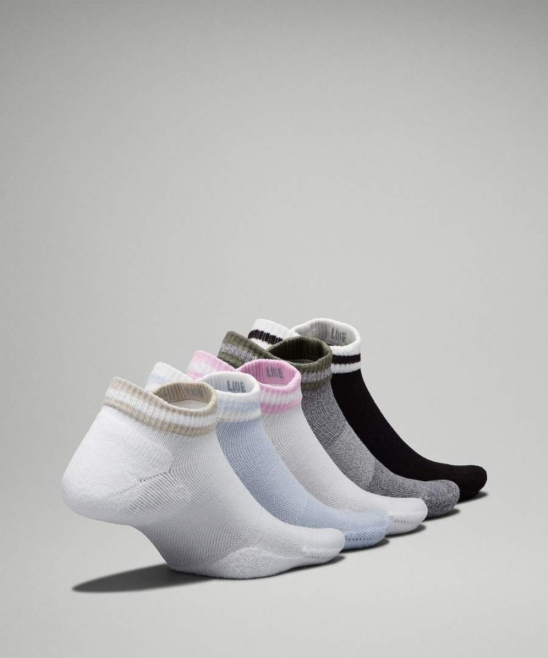 Calcetines Lululemon Daily Stride Comodidad Low-Ankle 5 Pack Mujer Blancas Azules Beige Blancas Gris Negras Chile | 645VBIUMD