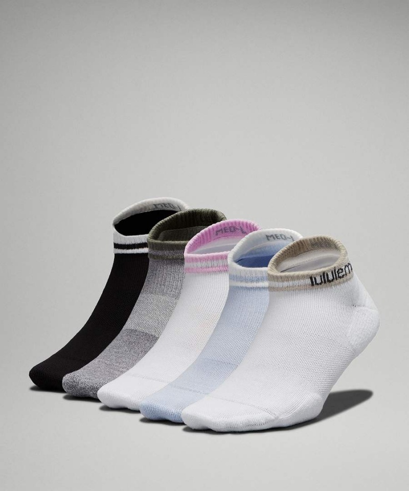 Calcetines Lululemon Daily Stride Comodidad Low-Ankle 5 Pack Mujer Blancas Azules Beige Blancas Gris Negras Chile | 645VBIUMD