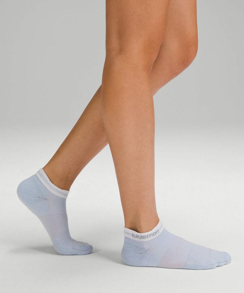 Calcetines Lululemon Daily Stride Comodidad Low-Ankle Stripe 3 Pack Mujer Blancas Azules Beige Blancas Chile | 372FMWJIA