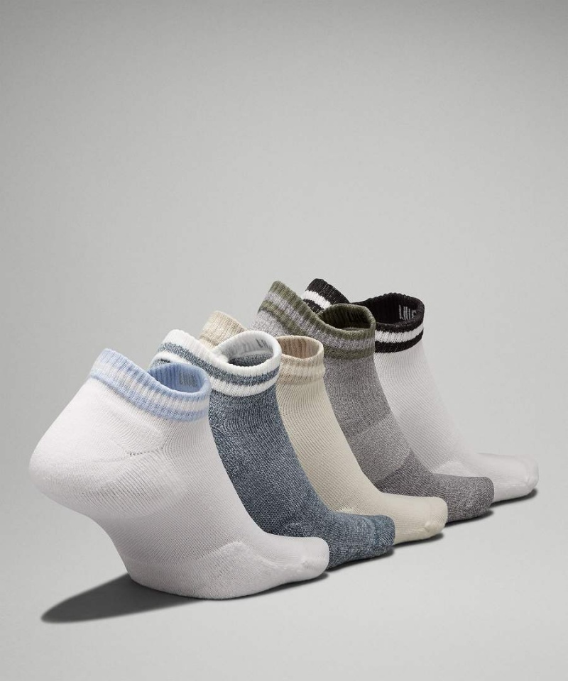 Calcetines Lululemon Daily Stride Comodidad Low-Ankle 5 Pack Hombre Blancas Azules Blancas Gris Blancas Chile | 697WGNYKV