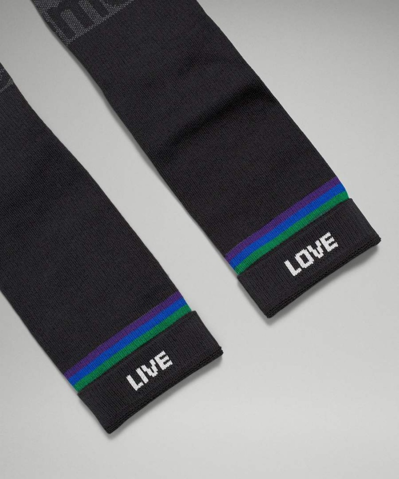 Calcetines Lululemon Daily Stride Crew StripeWordmark Hombre Negras Chile | 842YZTUAK