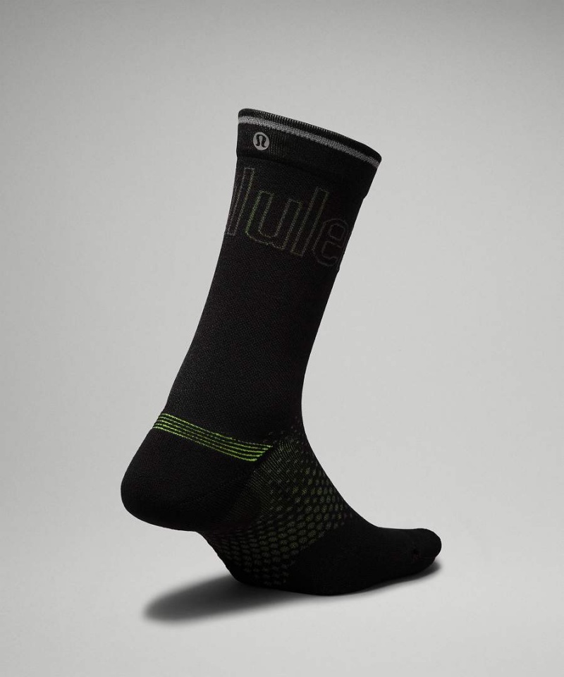 Calcetines Lululemon MacroPillow Crew Mujer Negras Amarillo Chile | 471QYNPER