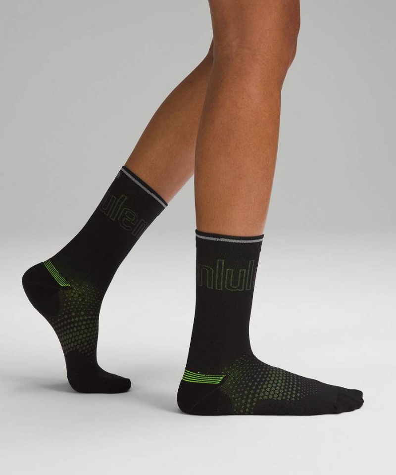 Calcetines Lululemon MacroPillow Crew Mujer Negras Amarillo Chile | 471QYNPER