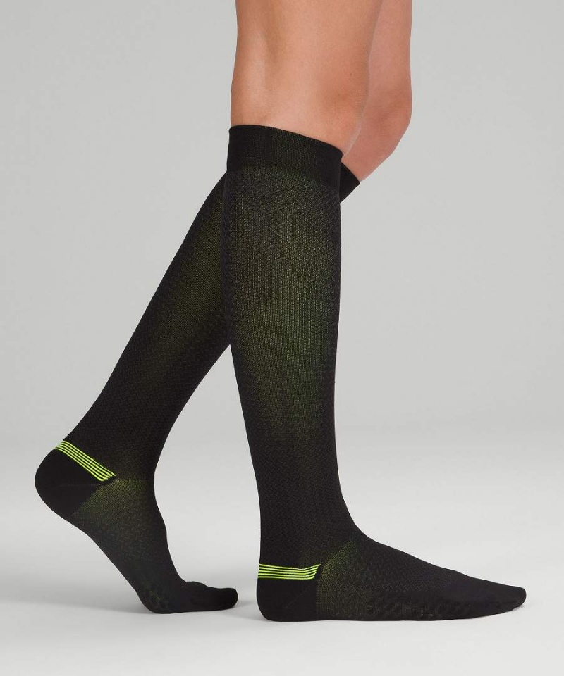Calcetines Lululemon MicroPillow Compression Knee-High Correr Light Cushioning Mujer Negras Amarillo Chile | 534EACLWV