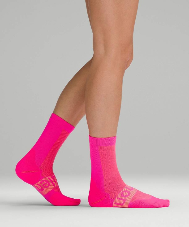Calcetines Lululemon Power Stride Crew Mujer Rosas Naranjas Chile | 916LOAZRY
