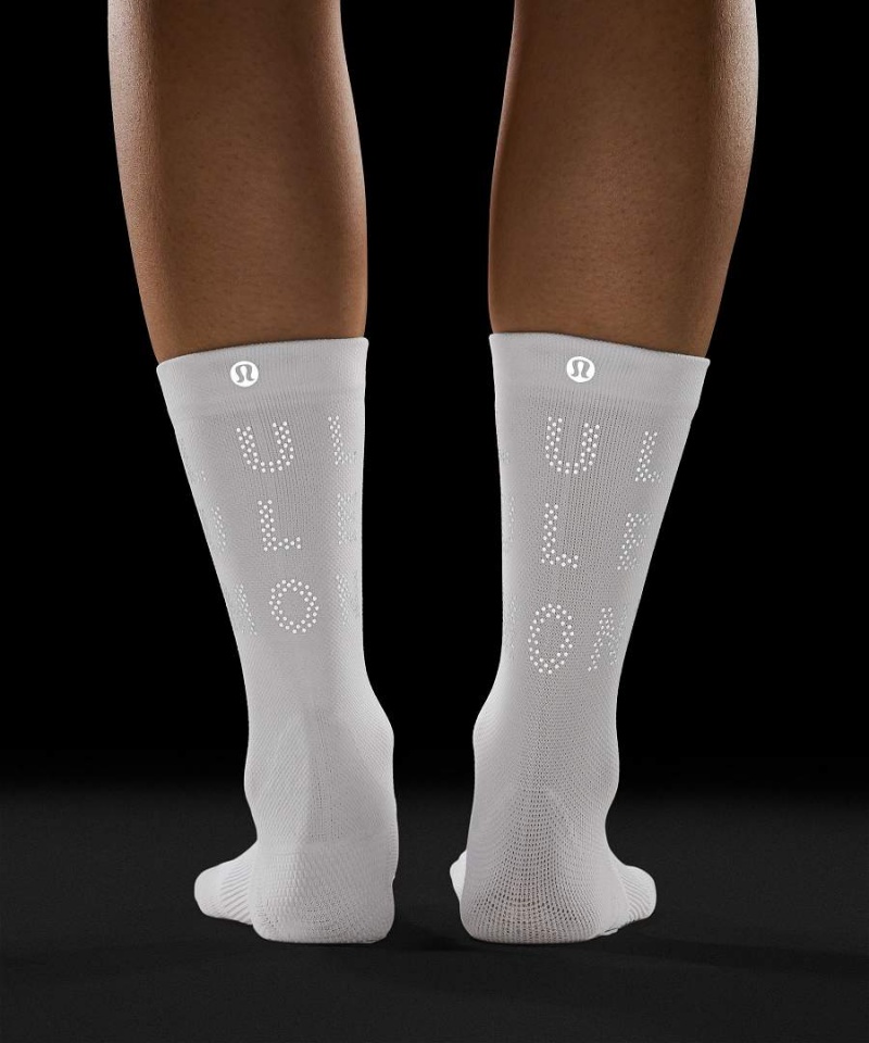 Calcetines Lululemon Power Stride Crew Reflective Mujer Amarillo Chile | 639DLUVIX