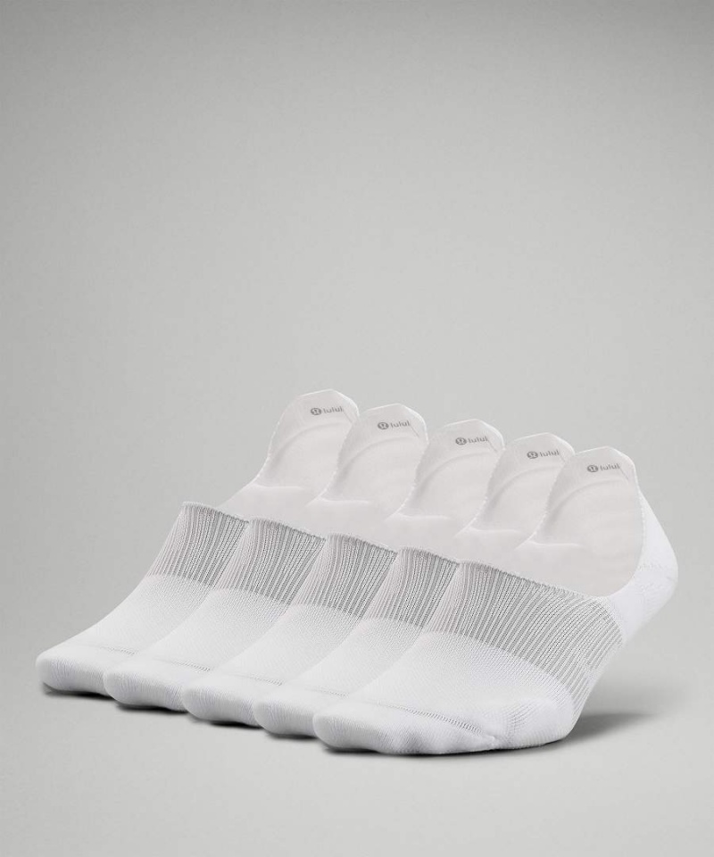 Calcetines Lululemon Power Stride No-Show with Active Grip 5 Pack Mujer Blancas Chile | 903NJLUDP