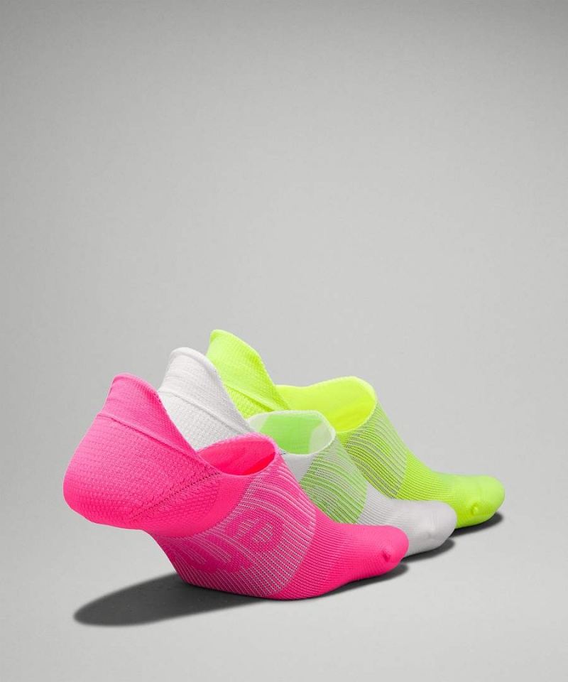 Calcetines Lululemon Power Stride No-Show with Active Grip 3 Pack Mujer Rosas Blancas Amarillo Chile | 129EJMQIH