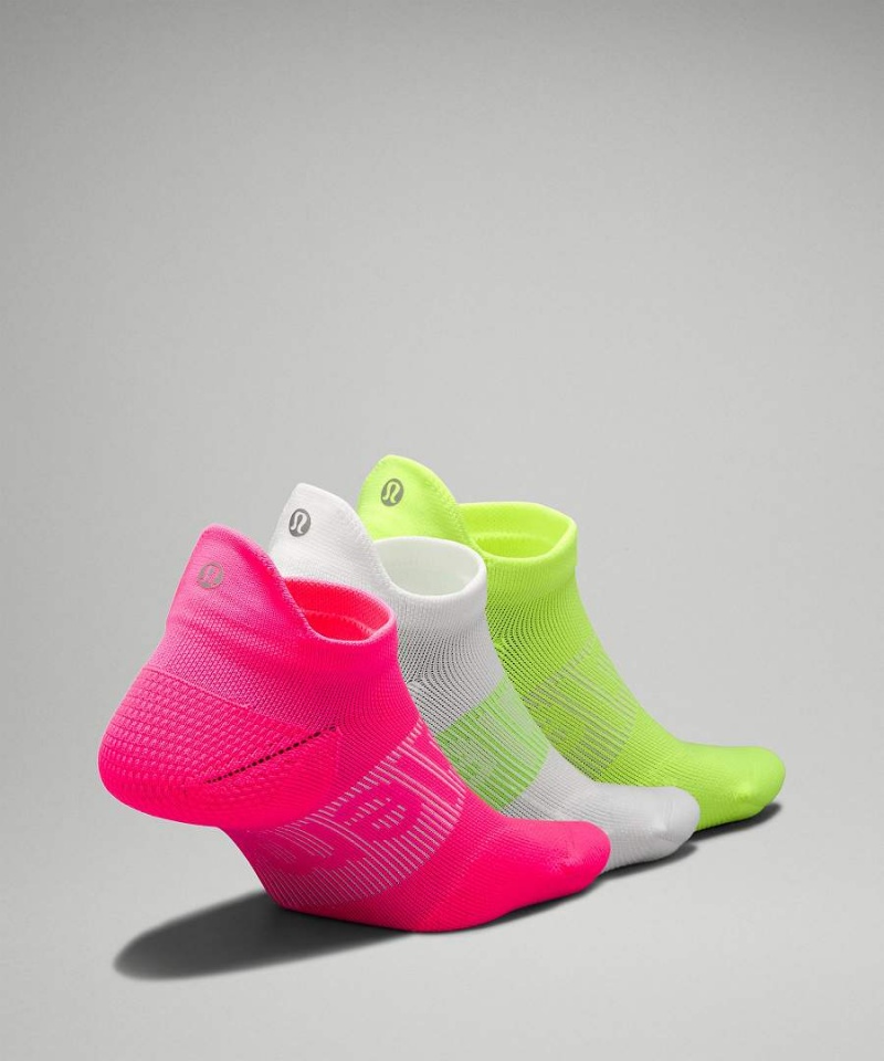 Calcetines Lululemon Power Stride Tab 3 Pack Mujer Rosas Blancas Amarillo Chile | 186PKOFDJ