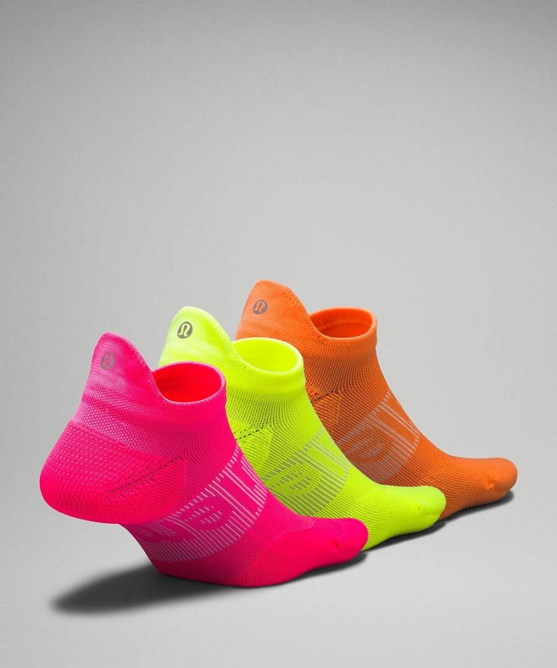 Calcetines Lululemon Power Stride Tab 3 Pack Mujer Rosas Amarillo Naranjas Chile | 247QVNUMB