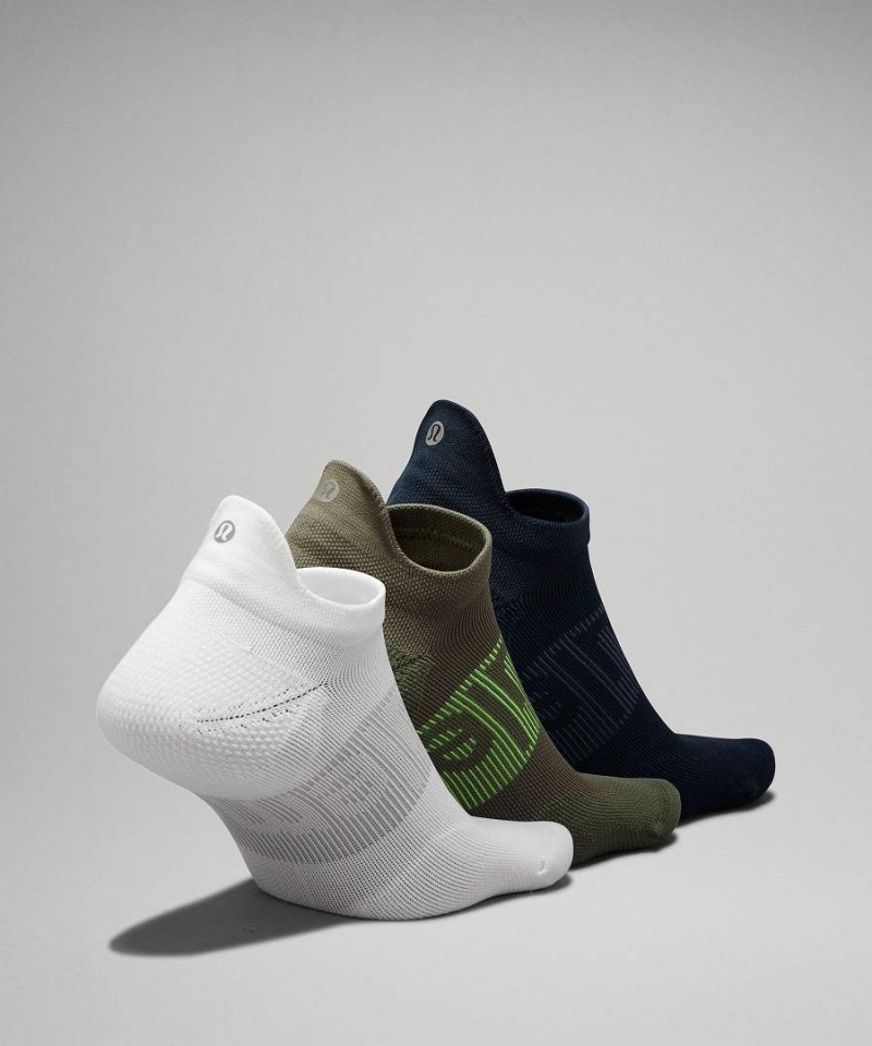 Calcetines Lululemon Power Stride Tab 3 Pack Hombre Blancas Verde Oliva Azul Marino Chile | 258TQOJHB