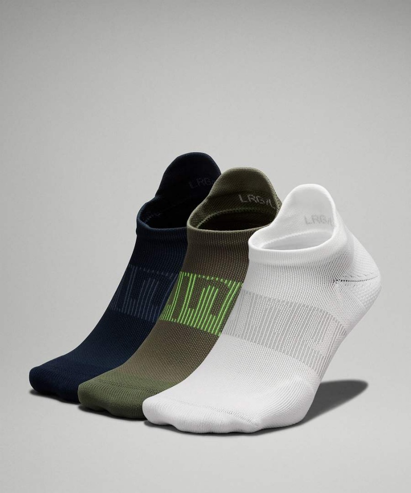 Calcetines Lululemon Power Stride Tab 3 Pack Hombre Blancas Verde Oliva Azul Marino Chile | 258TQOJHB