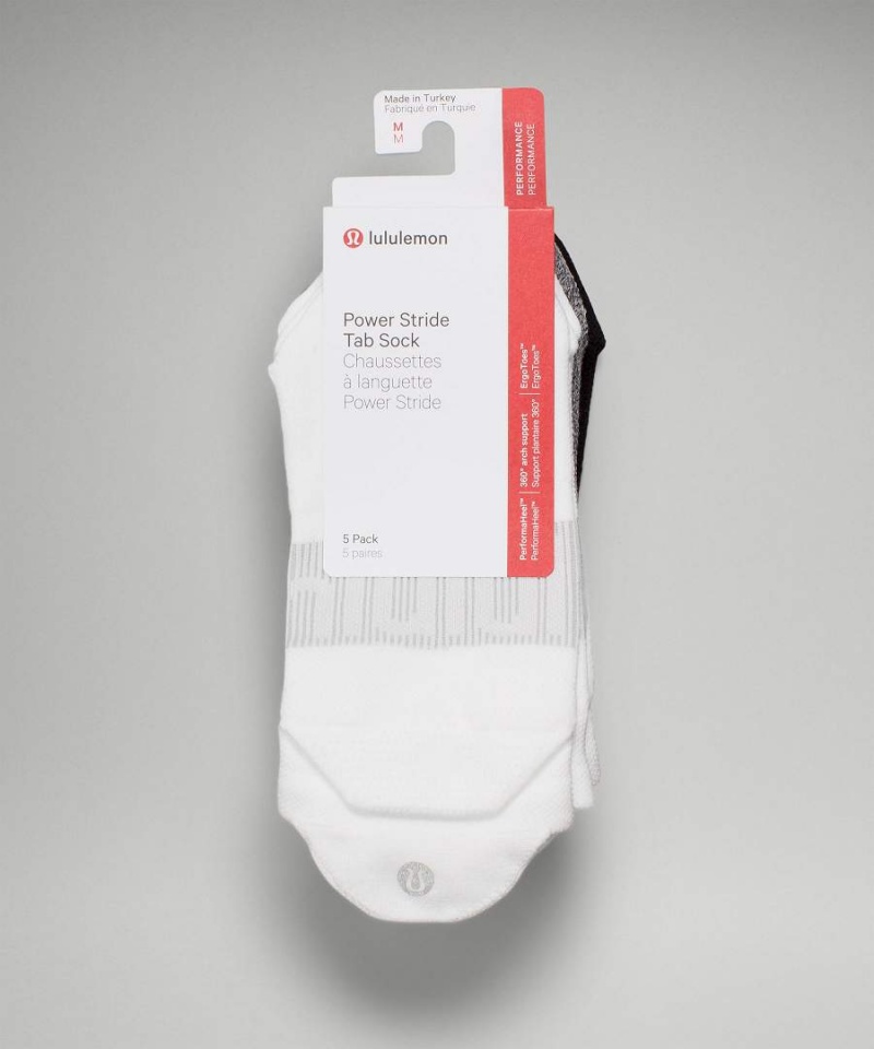 Calcetines Lululemon Power Stride Tab 5 Pack Mujer Blancas Gris Negras Chile | 364NVIGFJ