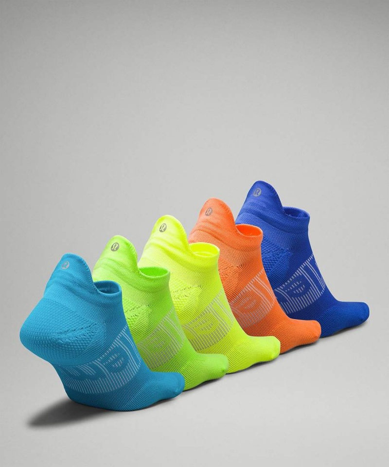 Calcetines Lululemon Power Stride Tab 5 Pack Hombre Turquesa Amarillo Naranjas Azules Chile | 504QDZKGC