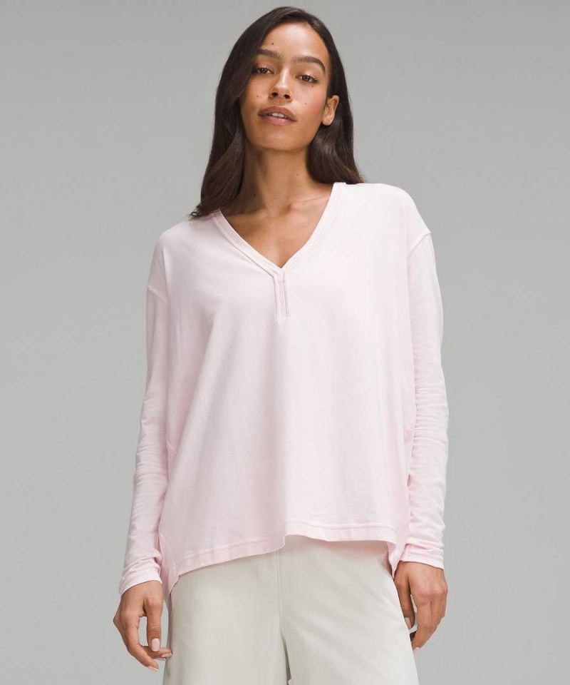 Camisa Manga Larga Lululemon Back In Action V-Neck Mujer Rojas Claro Chile | 134MEQLWT