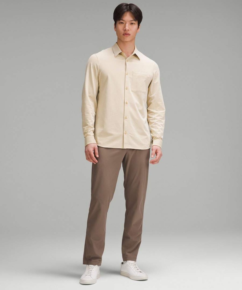 Camisa Manga Larga Lululemon Commission Hombre Kaki Blancas Chile | 176NZEMIY