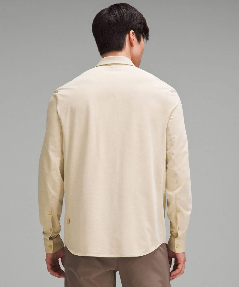 Camisa Manga Larga Lululemon Commission Hombre Kaki Blancas Chile | 176NZEMIY