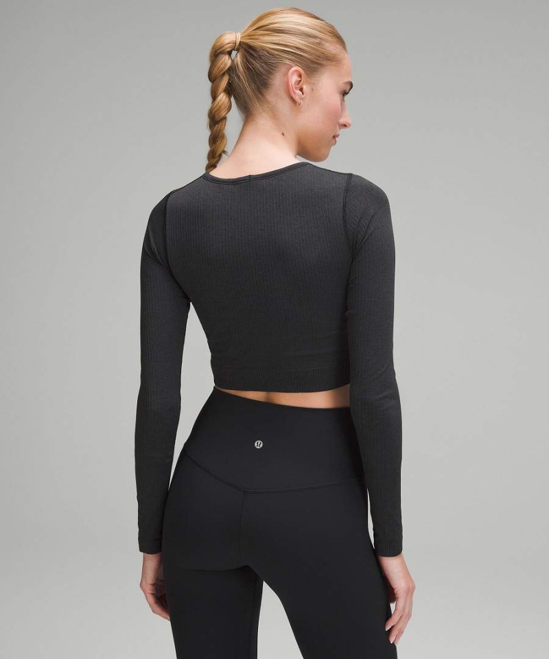 Camisa Manga Larga Lululemon Ebb to Calle Mujer Negras Chile | 370RBJWVE