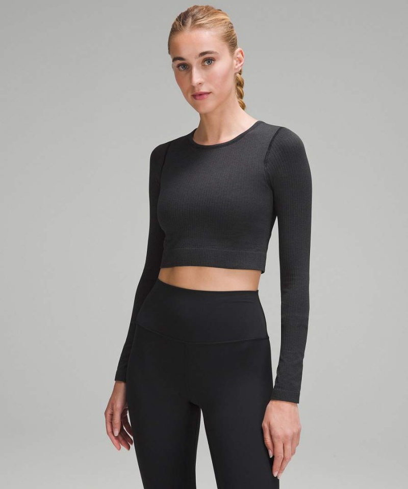 Camisa Manga Larga Lululemon Ebb to Calle Mujer Negras Chile | 370RBJWVE
