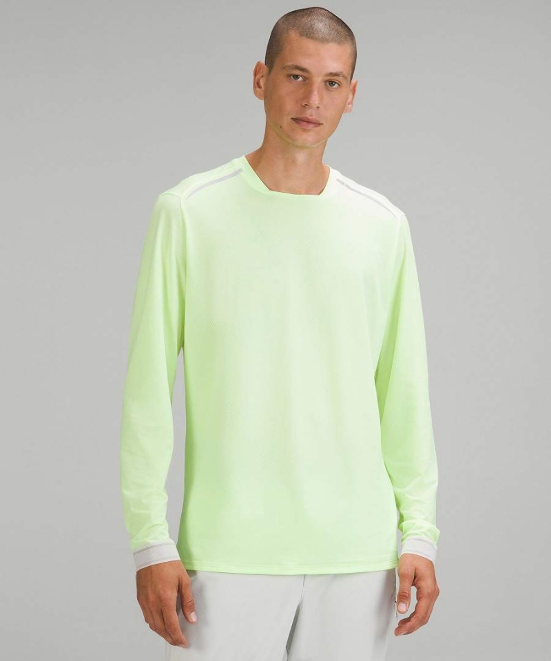Camisa Manga Larga Lululemon Fast and Free Reflective Hombre Verde Chile | 531ITAVYP