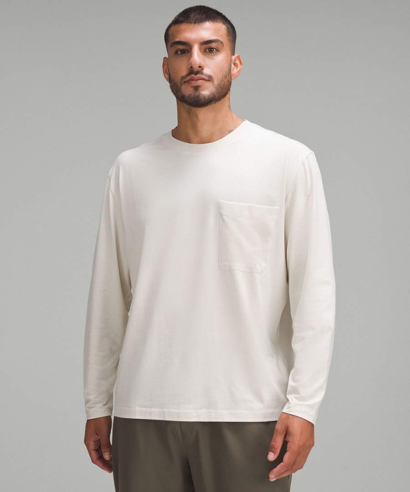 Camisa Manga Larga Lululemon Fundamental Oversized Pocket Hombre Beige Chile | 021EHIQNO