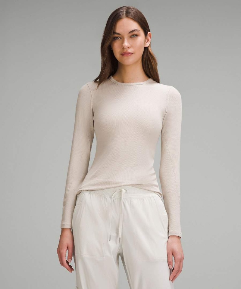 Camisa Manga Larga Lululemon Hold Tight Mujer Beige Chile | 204YAUHPT