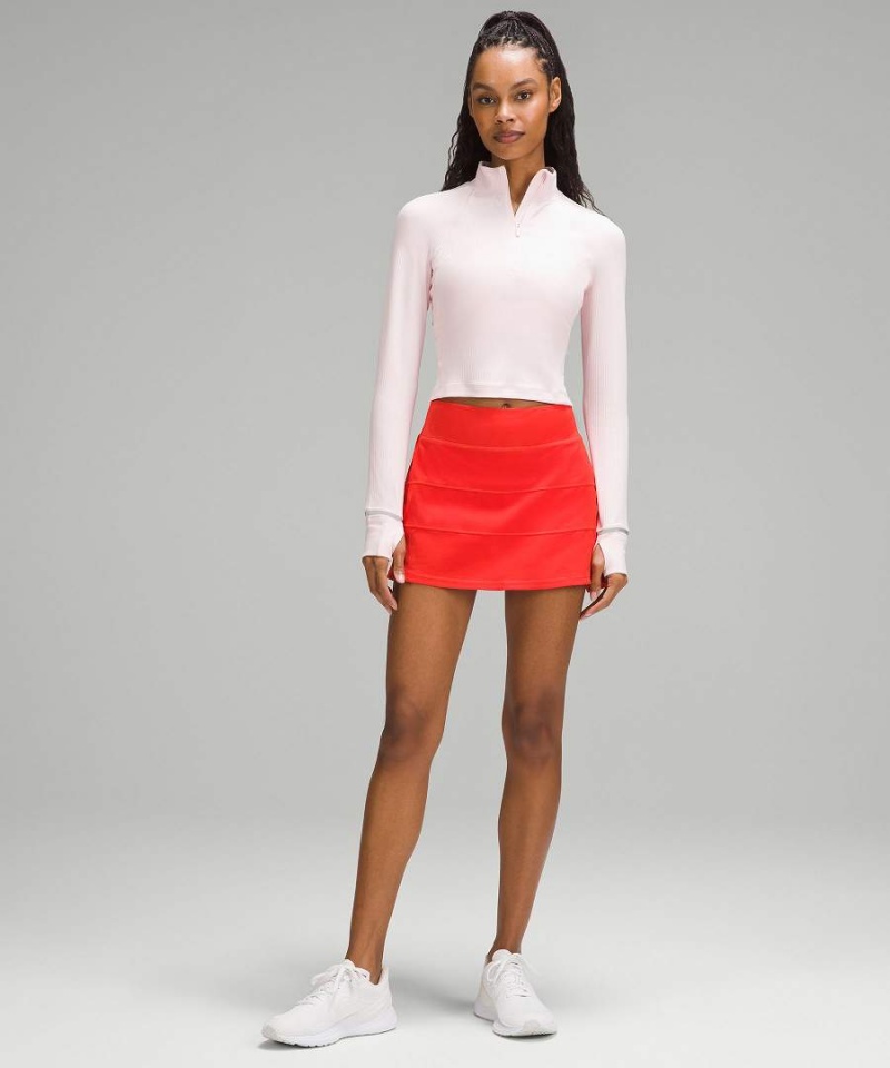 Camisa Manga Larga Lululemon It's Rulu Acanalado Cropped Half Zip Mujer Turquesa Chile | 783MNKLCA