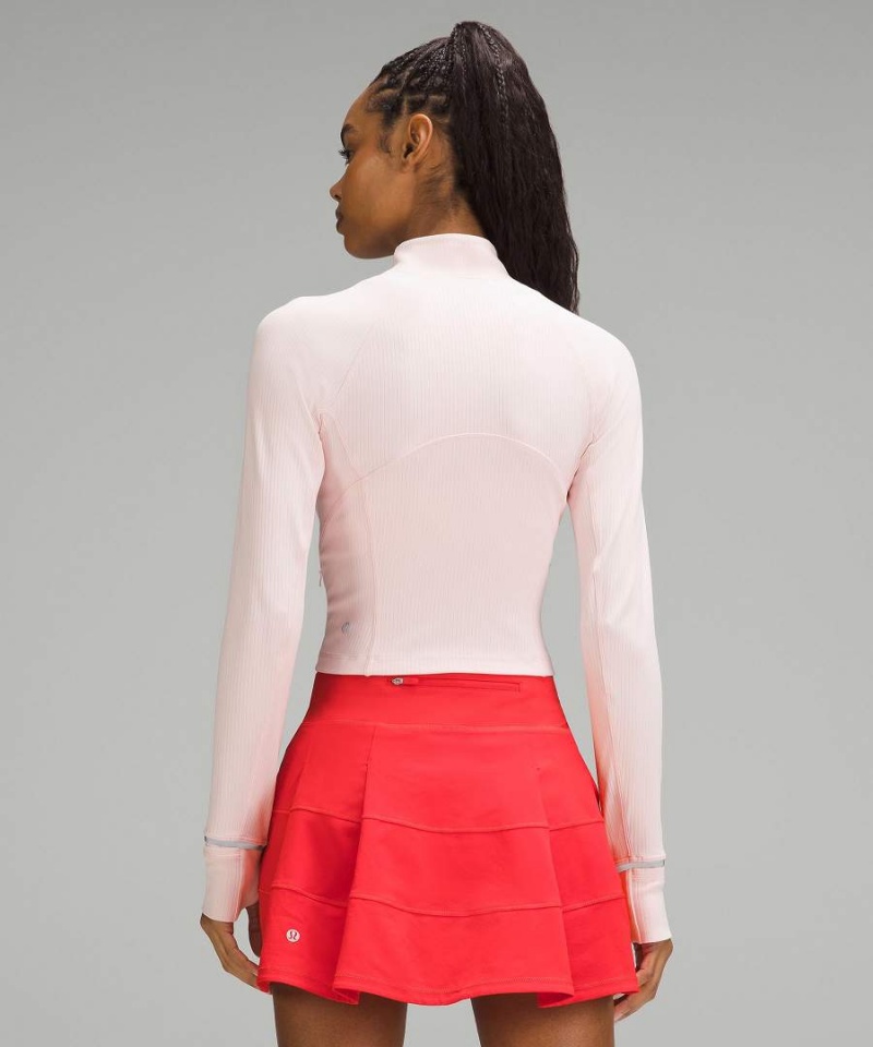 Camisa Manga Larga Lululemon It's Rulu Acanalado Cropped Half Zip Mujer Turquesa Chile | 783MNKLCA